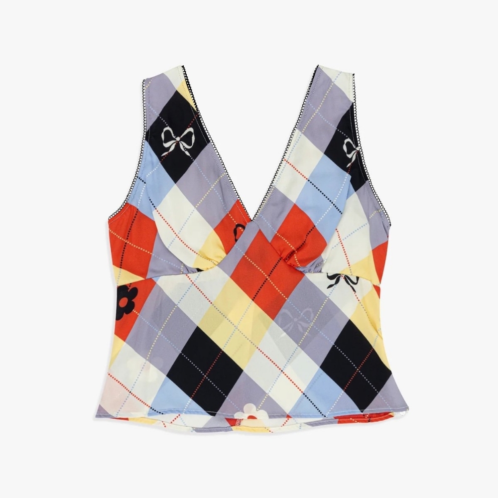 Lisa Says Gah Lia Top - Cirque Argyle Size Small